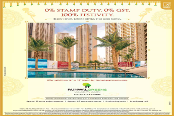 Pay just 2% to book ready possession homes at Runwal Greens in Mumbai